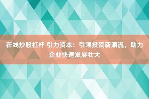 在线炒股杠杆 引力资本：引领投资新潮流，助力企业快速发展壮大