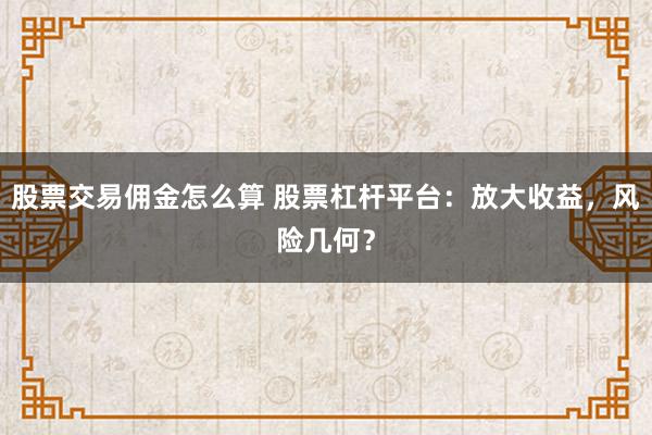 股票交易佣金怎么算 股票杠杆平台：放大收益，风险几何？