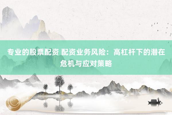 专业的股票配资 配资业务风险：高杠杆下的潜在危机与应对策略