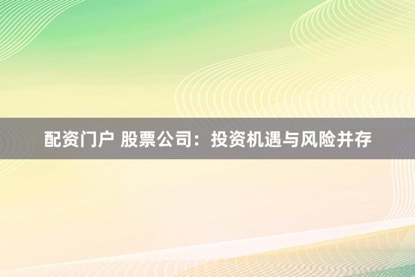 配资门户 股票公司：投资机遇与风险并存