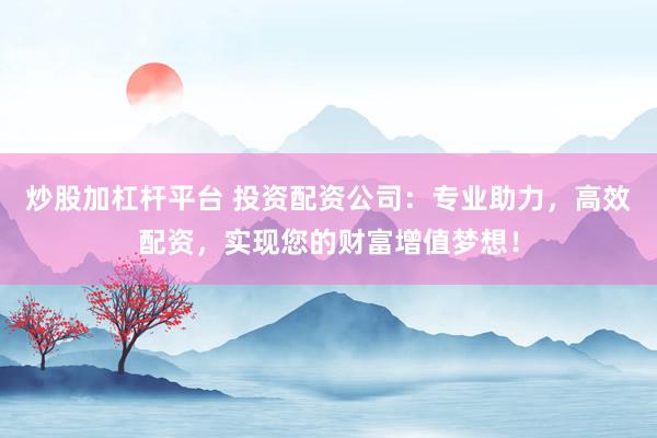 炒股加杠杆平台 投资配资公司:专业助力,高效配资,实现您的财富增值梦想!
