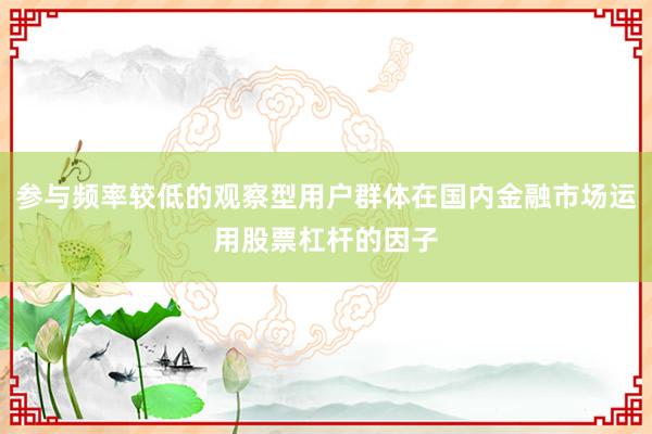 参与频率较低的观察型用户群体在国内金融市场运用股票杠杆的因子
