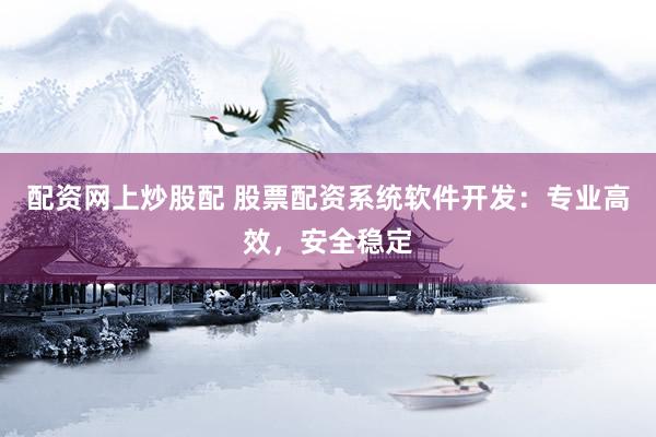 配资网上炒股配 股票配资系统软件开发：专业高效，安全稳定