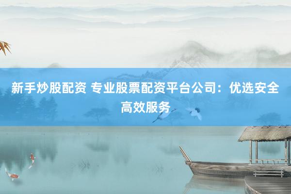 新手炒股配资 专业股票配资平台公司：优选安全高效服务